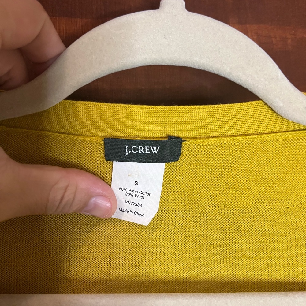 J. Crew Women's Mustard Ruffle Cardigan - Picture 2 of 12